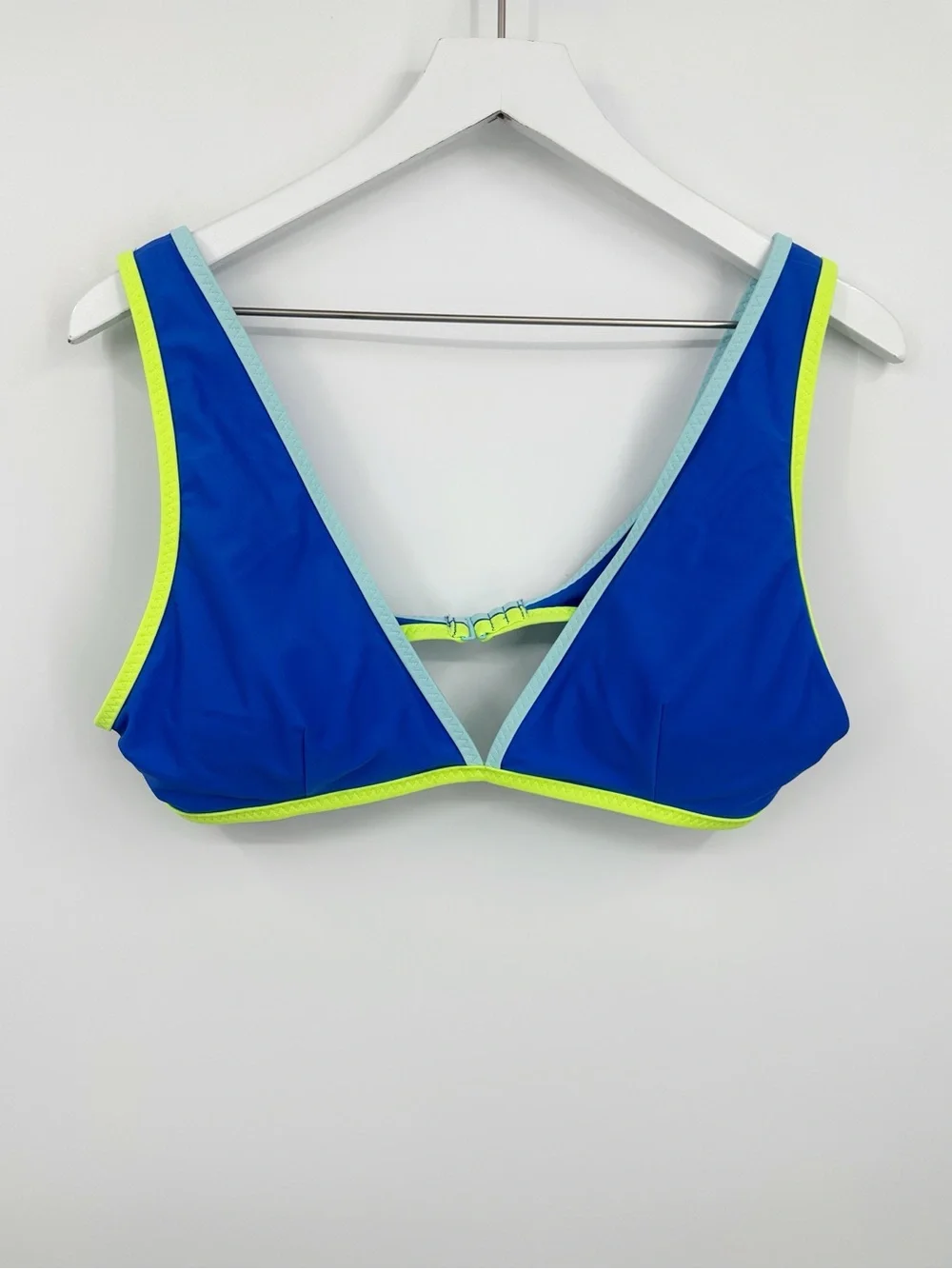 Aerie Blue And Green Scoop Bikini Top Size XL Swim Beach Boho